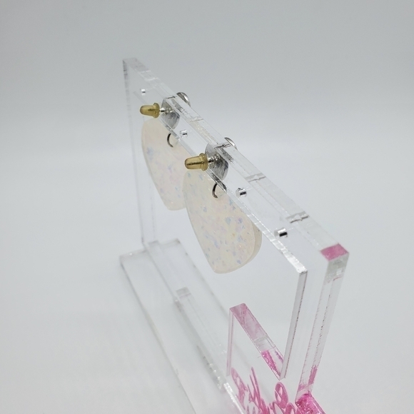 Confetti heart dangle silver button earrings - Picture 4 of 7